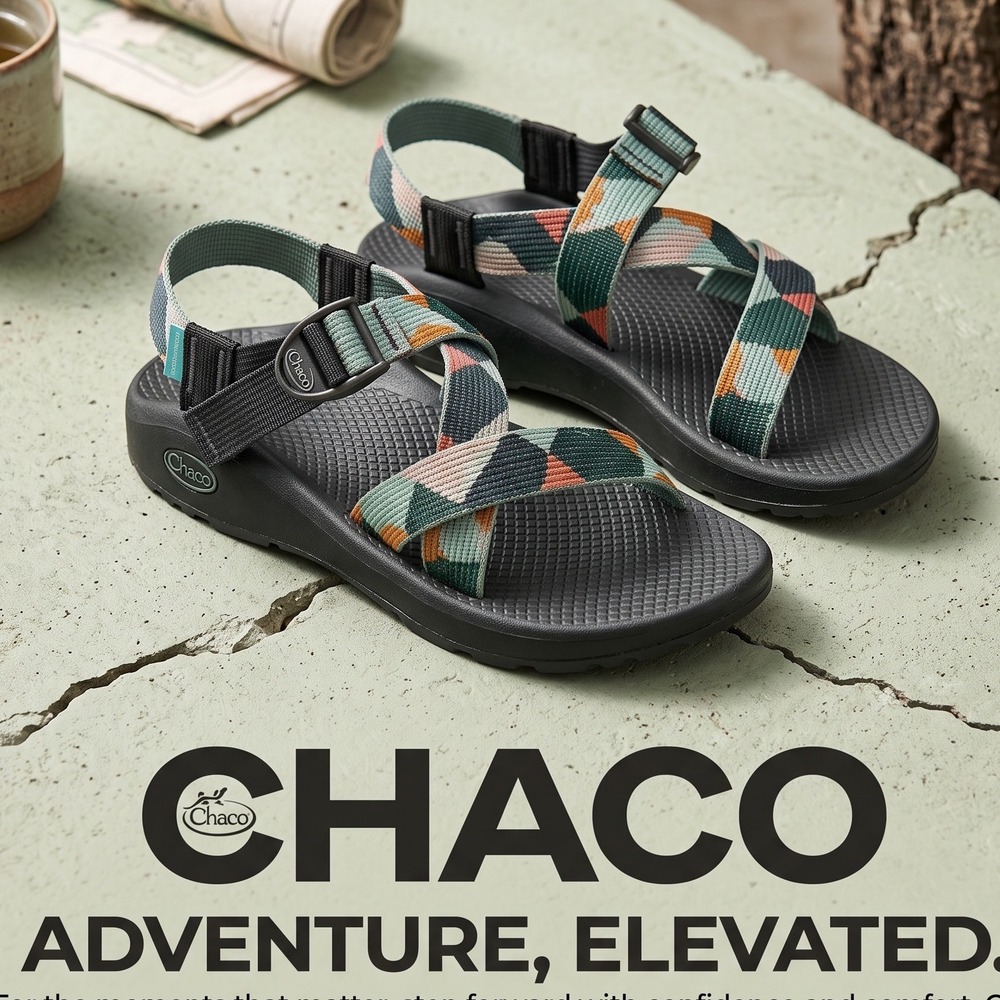 Chaco Z/Cloud Womens 8 Sport Sandals Multi-Color Geometric Strappy Hiking Shoes